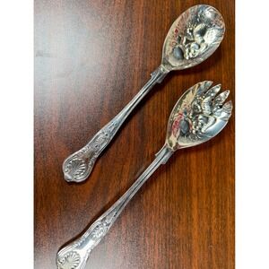 Vintage Sheffield England EP SA1 Silver Plate Salad Servers Kings Pattern Set